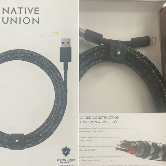Native Union, 10ft Belt Cable XL, USB-C to Lightning Cable, New in Box unused - Picture 3 of 4